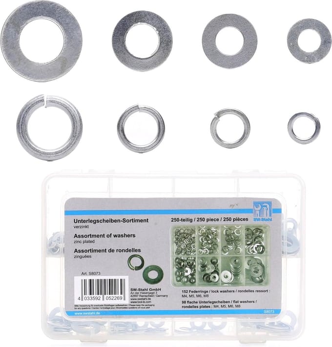 SW-Stahl S8073 ringenassortiment 250 stuks M4 - M8