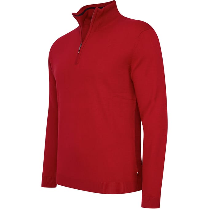 Cappuccino Italia - Heren Trui Pullover Bergamo Zip - Rood - Maat M