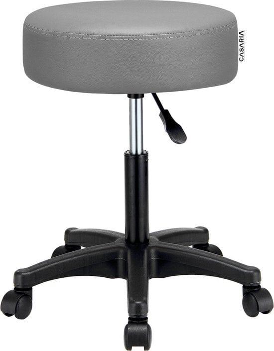 Casaria Verstelbare Draaikruk - 46/60cm Zithoogte – 1 Stuks Grijs