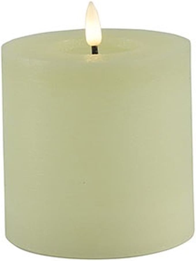 Led stompkaars rustiek crème warm wit 10 x 10 cm met timer waskaars effect | 796919 | Countryfield