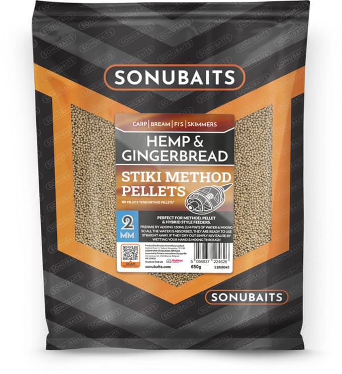 Sonubaits Stiki Pellets 2mm Hemp & Gingerbread – Method Pellets voor Karpervisserij