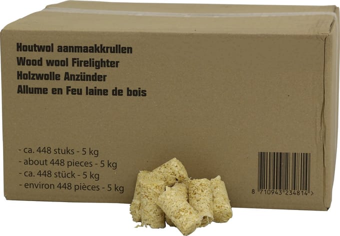 Houtwol Aanmaakkrullen 448 stuks – 5 kg