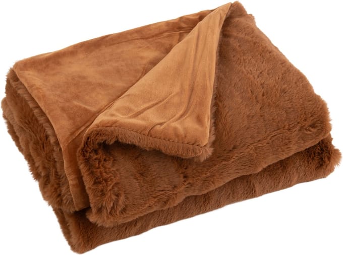 J-Line plaid Cutie - fleece deken - polyester - sienna bruin - 180 x 130 cm