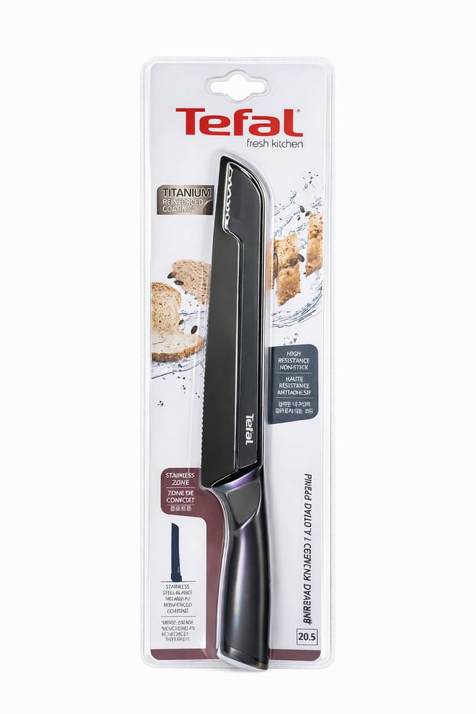Tefal Broodmees - 20,5 CM - Met Mesbeschermer - RVS - Grijs