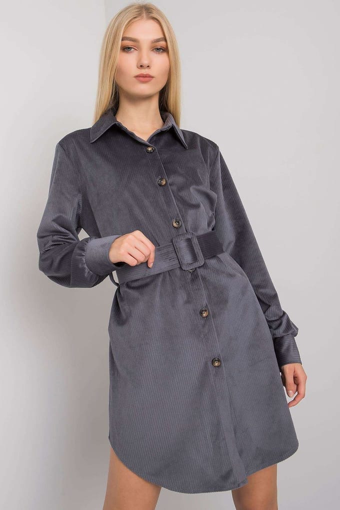 Belted Utility Shirt Dress - Dunkelgrau / Einheitsgröße