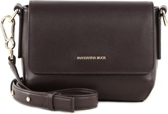 MANDARINA DUCK Leren Schoudertas Luna Shoulder Bag With Flap Small Mole Donkerbruin