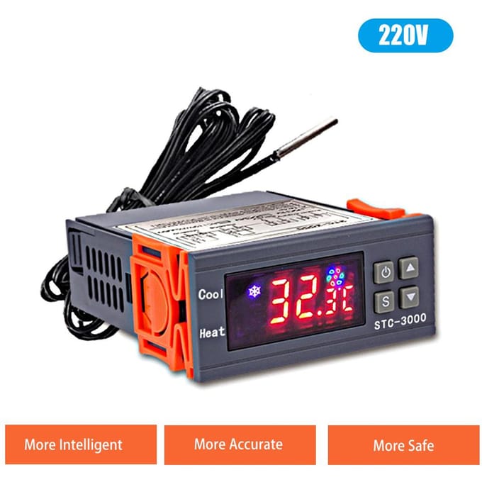STC-3000 Digitale Temperatuurschakelaar Controller Celsius Fahrenheit Display Verwarming Koelrelais NTC Sensor Temp 220V