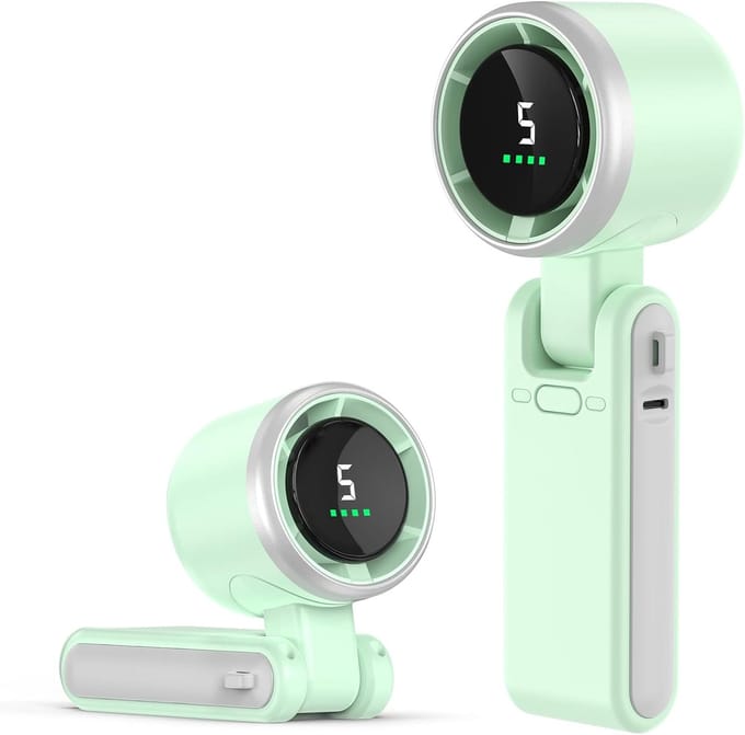 Mini Ventilator USB Oplaadbaar – Draagbare Ventilator met 5 Snelheden, Stil, Voor Bureau, Thuis & Outdoor