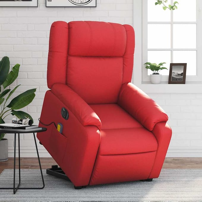 vidaXL - Sta-op-massagestoel - elektrisch - kunstleer - rood