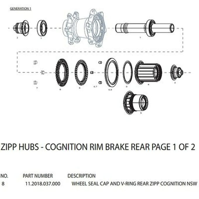 Vrijloophuis Zipp Seal Cap And V-Ring Rear Cognition Nsw