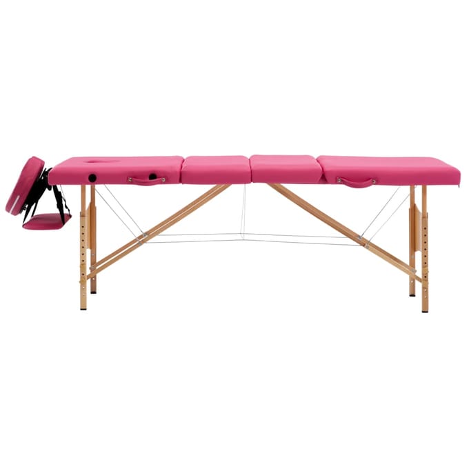 vidaXL - Massagetafel - inklapbaar - 4 - zones - hout - roze