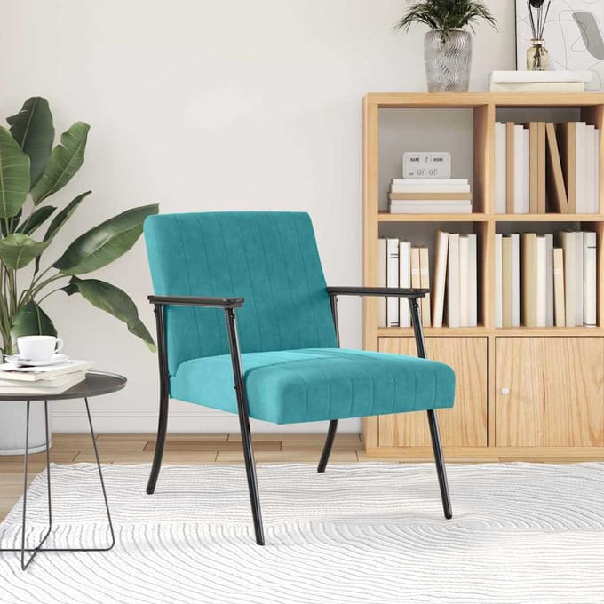 vidaXL Fauteuil Turquoise 59 x 75 x 78 cm Fluweel