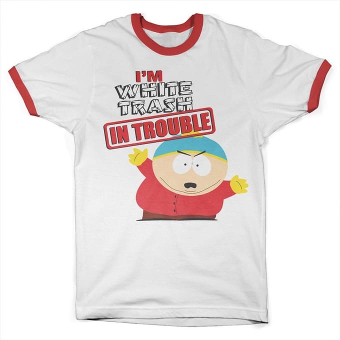 South Park I'm White Trash In Trouble Ringer T-shirt White-Red