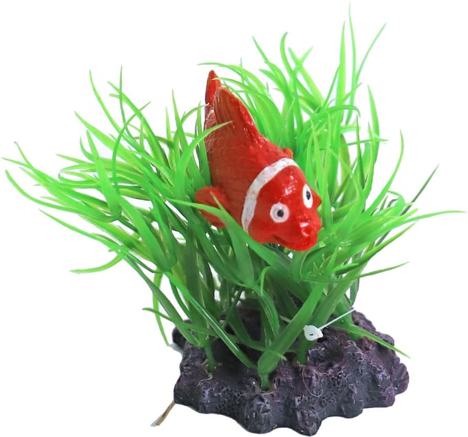 De Boon Plant ornament met clownsvis | aquariumdecoratie 10 cm