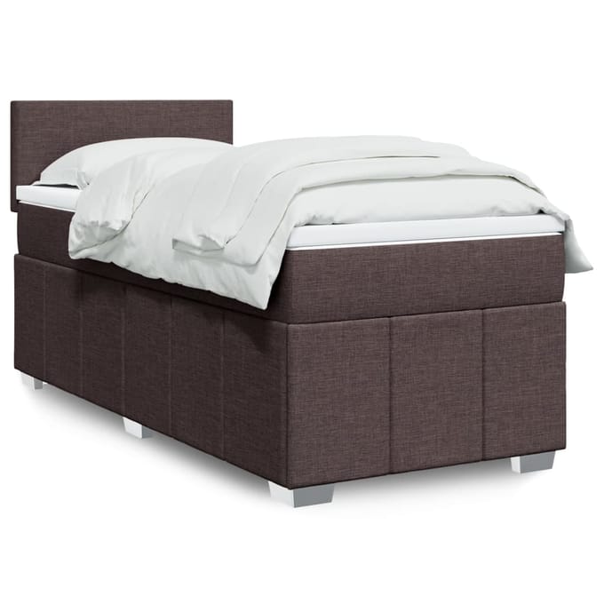 vidaXL - Boxspring - met - matras - stof - donkerbruin - 90x200 - cm