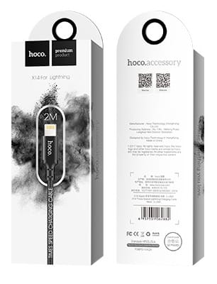 Hoco USB kabel naar Lightning zwart - 2 m