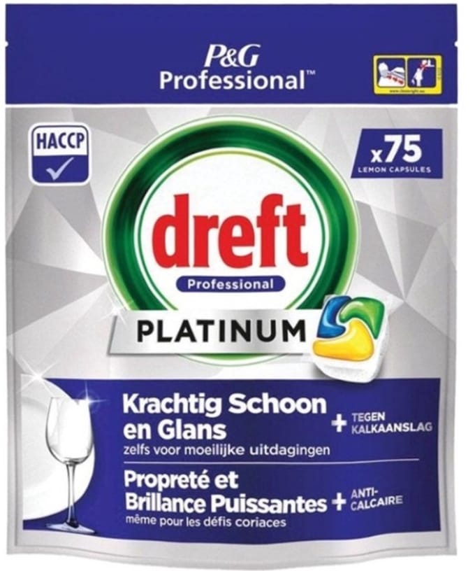 Dreft Platinum Lemon All in 1 Vaatwastabletten - 75 tabs
