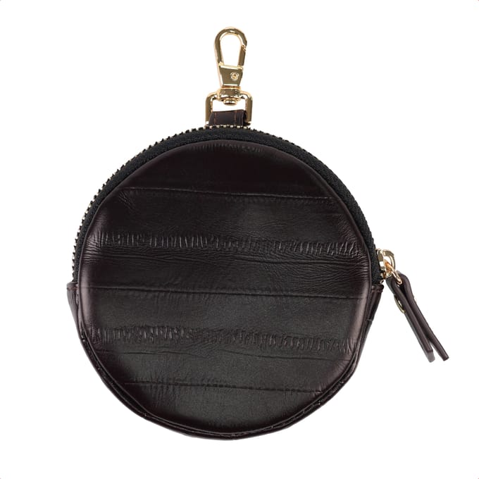 Selencia Echt Leren Mini Pouch - Sleutelhanger Telefoontasje - Dark Chocolate
