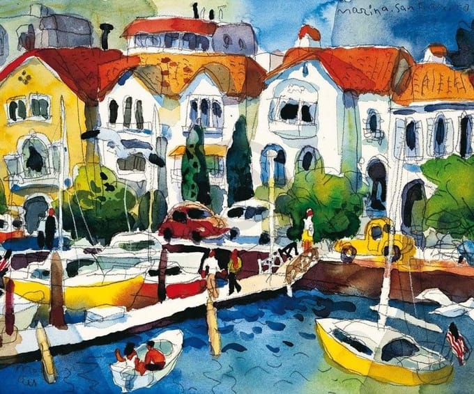 Kunstdruk Michael Leu - Marina, San Francisco 60x50cm