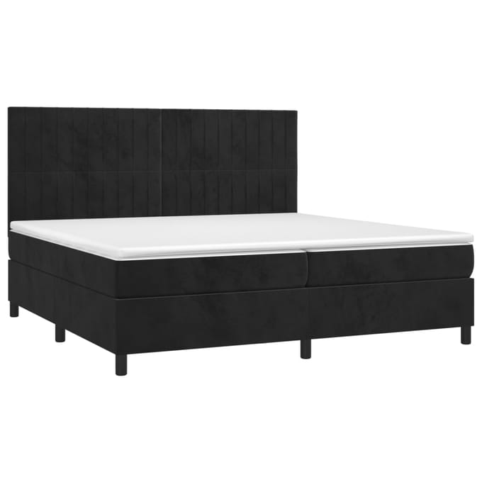 vidaXL - Boxspring - met - matras - en - LED - fluweel - zwart - 200x200 - cm