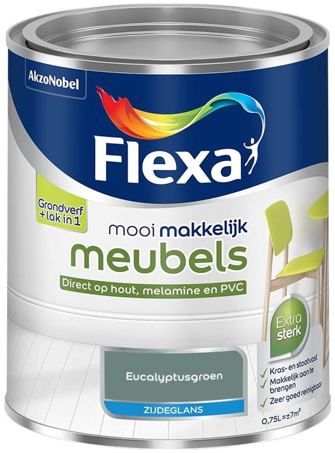 Flexa - Mooi Makkelijk Meubels Zijdeglans - Eucalyptusgroen - Mengverf - 750 Ml