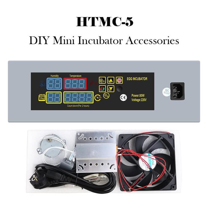 HTMC-5 Automatische Broedmachine Controller Doe-het-zelf Constante Temperatuur Vochtigheid Verwarmingssysteem Ventilatormotor Accessoire gray