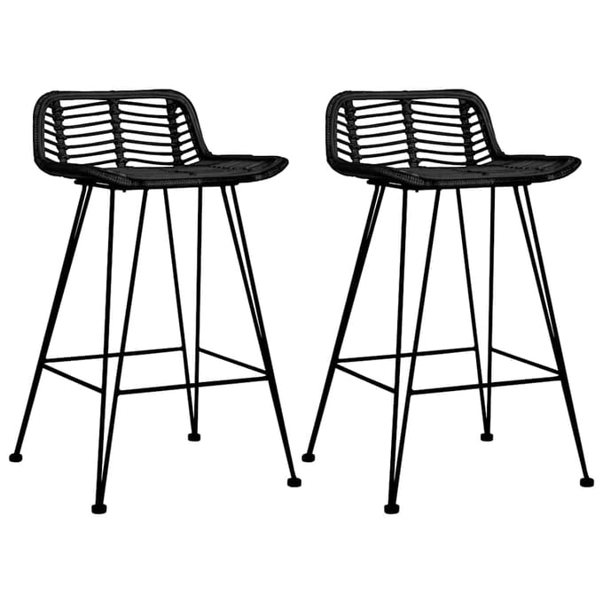 vidaXL - Barstoelen - 2 - st - rattan - zwart