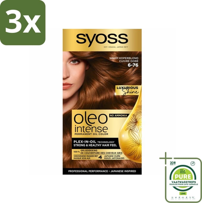 Syoss Oleo Intense - Haarverf - 6-76 - Warm Koperblond - 115ml x 3