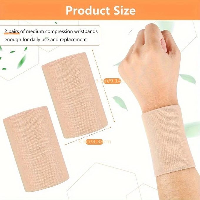 FlexiSupport Ademende Compressie Polsband, Elastische Sport Polssteun Band, Alleen Handwas - Maat Medium S beige