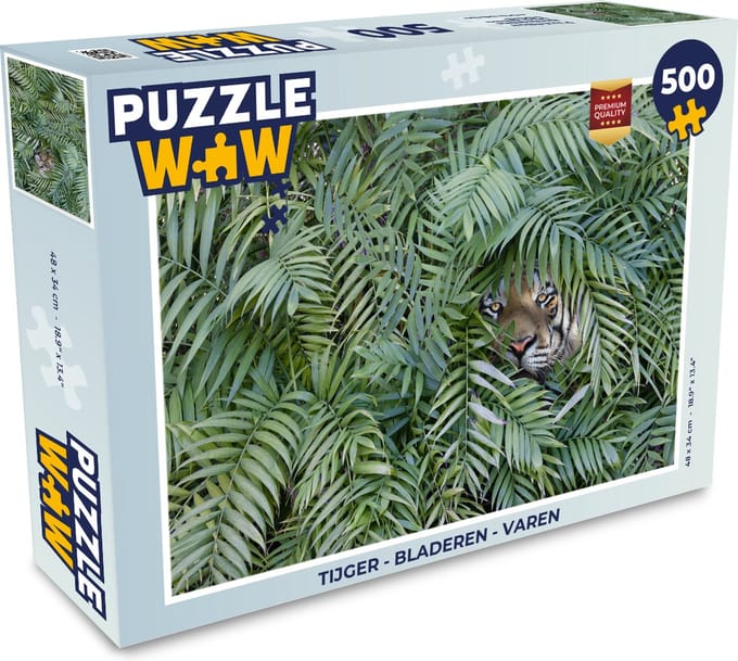 Puzzel Tijger - Bladeren - Varen - Legpuzzel - Puzzel 500 stukjes