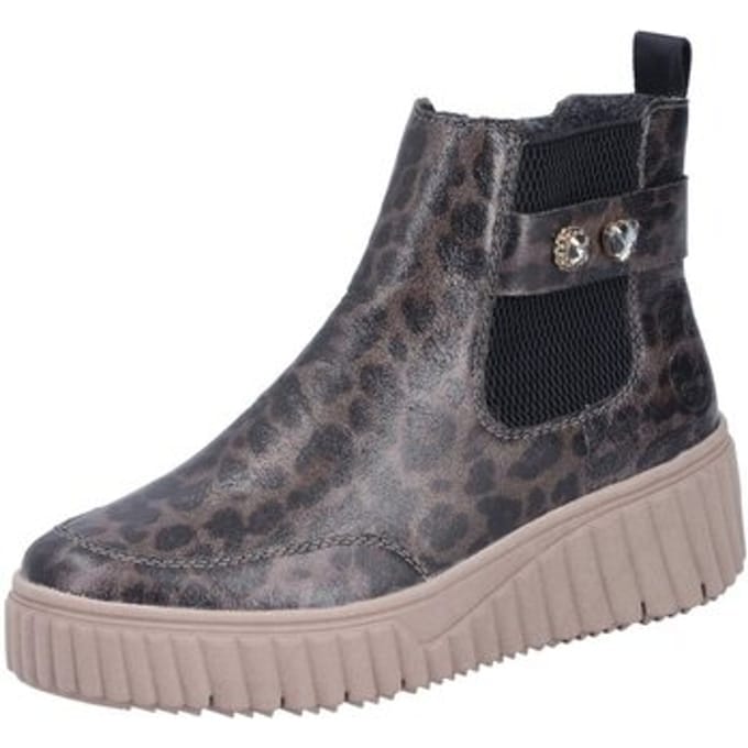 Rieker Chelsea-laarzen voor dames, luipaardprint/grijs