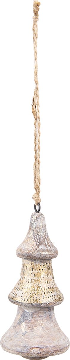 Clayre & Eef Kersthanger Kerstboom Ø 6x13 cm Goudkleurig Hout