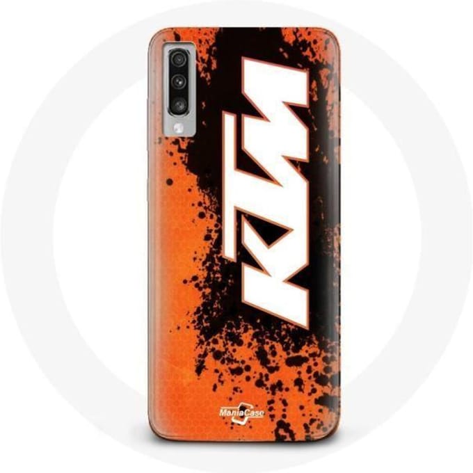 Samsung Galaxy A70 hoesje KTM Logo wit oranje achtergrond wit