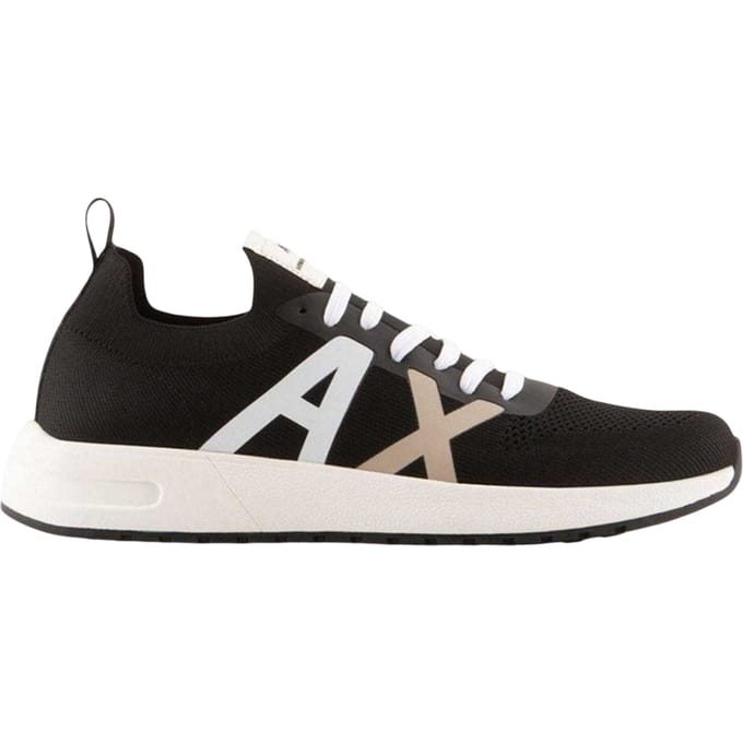 Armani Exchange Heren Logo Trainers (Zwart, Wit)