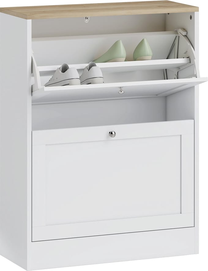 HOMCOM Klapbare schoenenkast - Spaanplaat - 60x24x80cm - Wit
