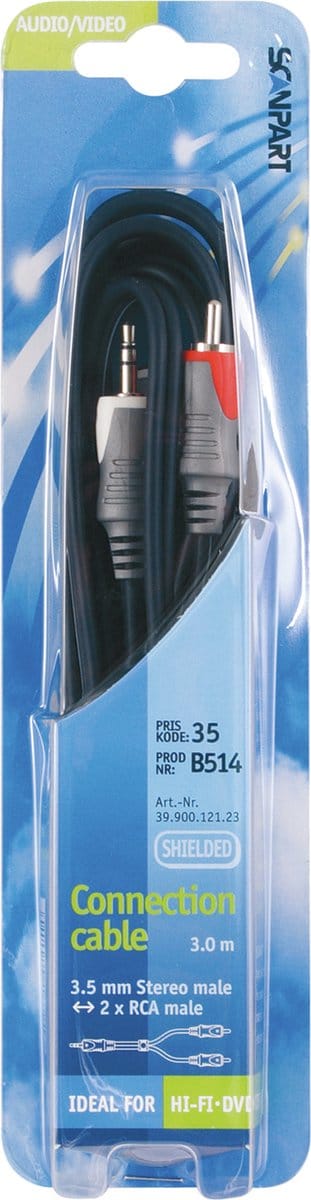 Scanpart mini Jack naar tulp kabel 3 meter - Jack 3.5 mm naar tulp - Audio kabel tulp naar Mini jack - Universeel