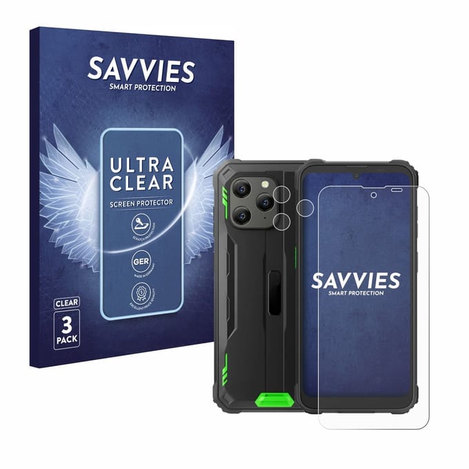 Savvies - Screenprotector voor Blackview BV5300 Plus (Voor+Camera) - Folie Beschermfolie transparant 6 Stuks