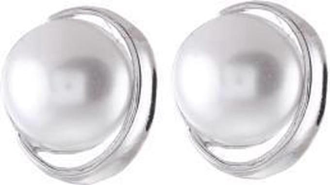 Behave - Oorstekers dames - zilverkleur - parel - klassiek - 2,5 cm