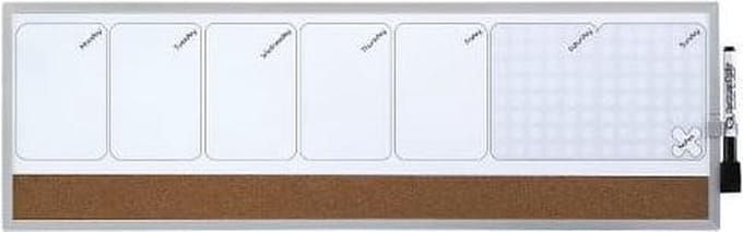 Nobo  Whiteboard Weekplanner - Weekplanner Magnetisch - 585 x 190 mm - Natuurbruin - Ideaal Voor Thuiskantoor