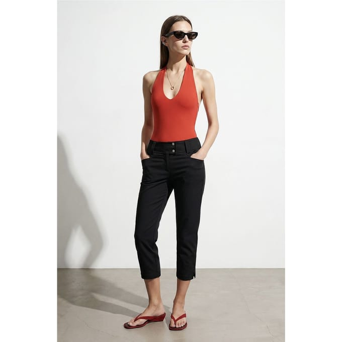 Dames Hoge Taille Wijde Capri Broek