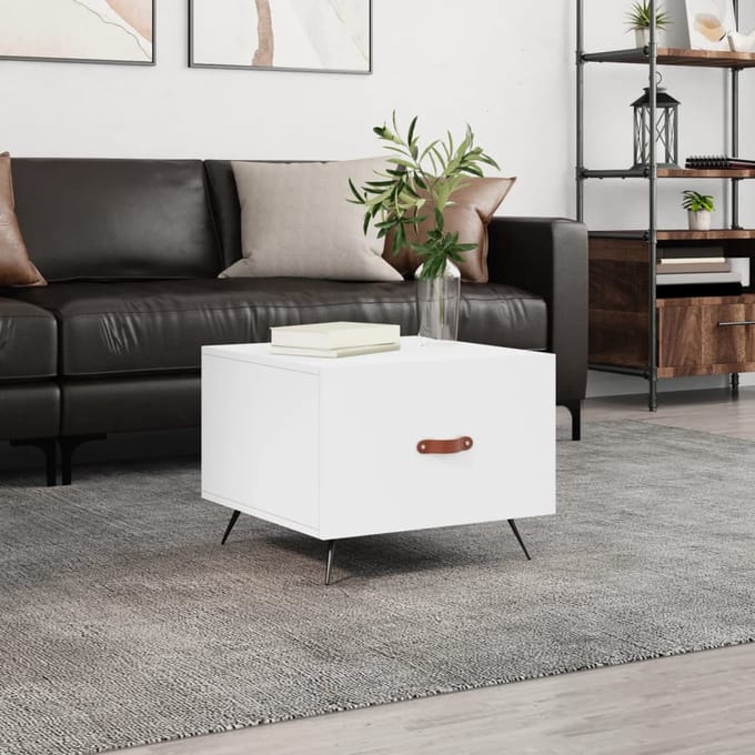 vidaXL - Salontafel - 50x50x40 - cm - bewerkt - hout - wit