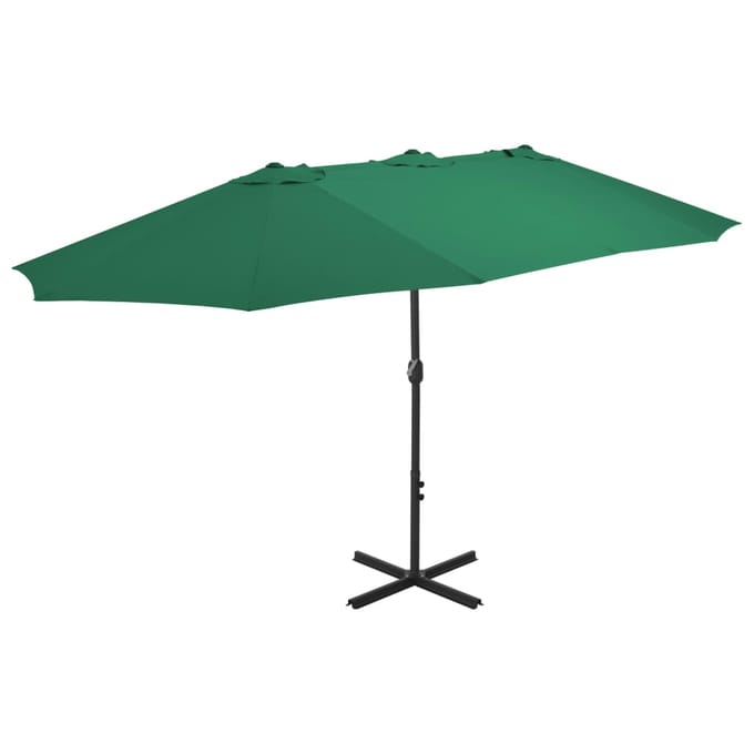 vidaXL - Parasol - met - aluminium - paal - 460x270 - cm - groen