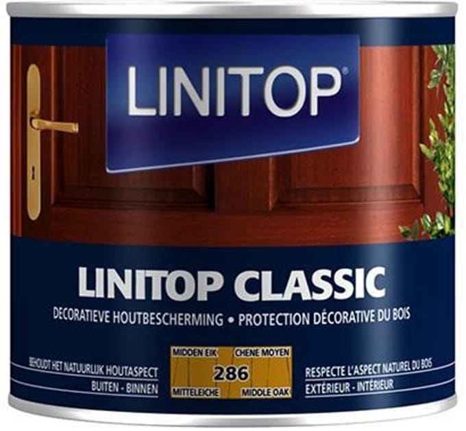 Linitop Classic - Beits - Decoratieve beschermende beits  - Midden Eik - 286  - 0,50 L
