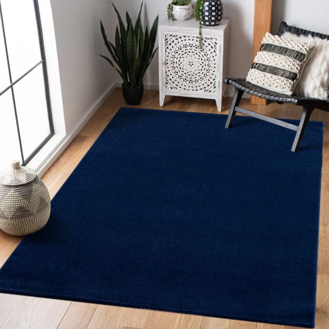 Muratap Uni effen laagpolig vloerkleed modern donker navy- 200x290 cm