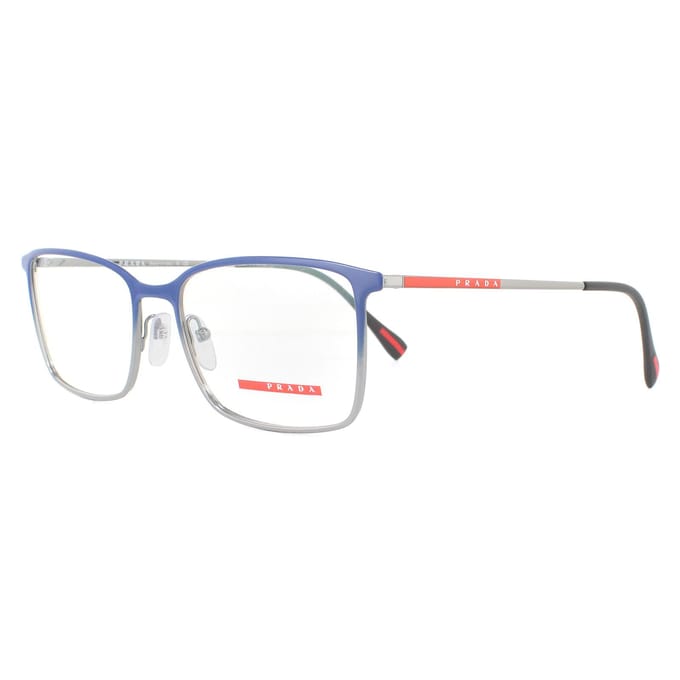 Prada sport rechthoekige top blauwe gradiënt gunmetal heren glazen frames