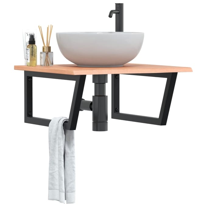 vidaXL - Badkamer - wandschap - staal - en - massief - eikenhout