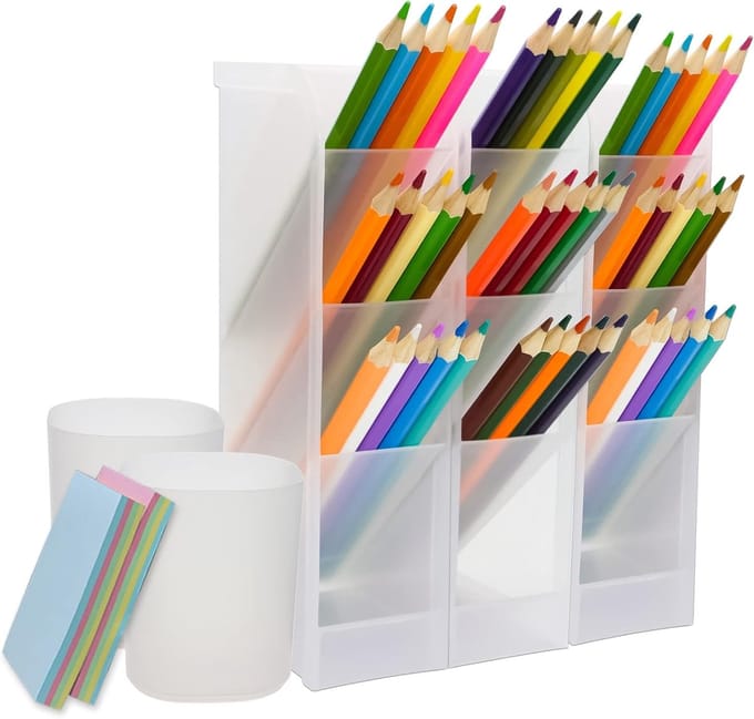 5 stuks bureau-organizer pennenhouder bureau bureau organizer bureau decoratie make-up organizer make-up tafel organizer (3 houders + 2 bekers, wit)
