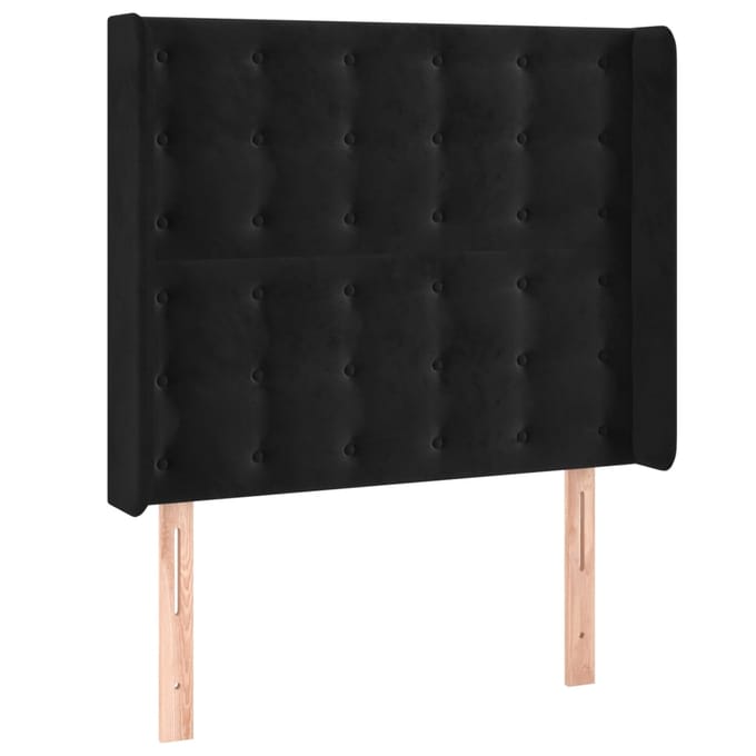 vidaXL - Hoofdbord - LED - 83x16x118/128 - cm - fluweel - zwart