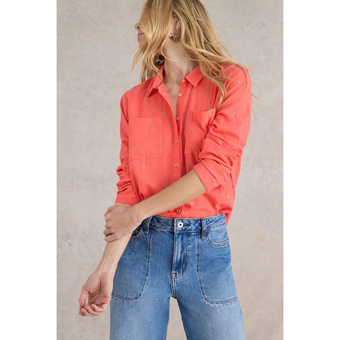 White Stuff Sophie Organic Cotton Shirt Bright Pink Taglia: 8 | Magliette intime Outlet | Donna | Rosa