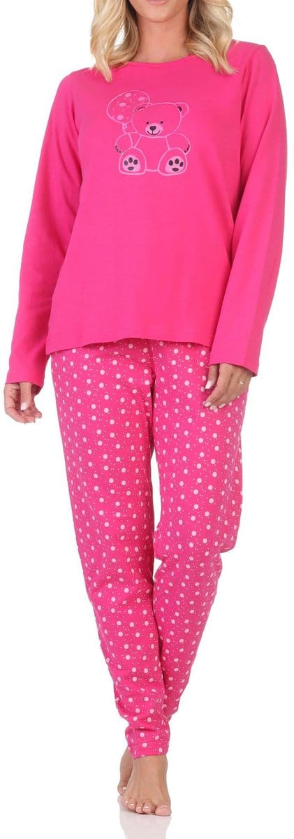 Normann damespyjama met lange mouwen en een schattig teddymotief